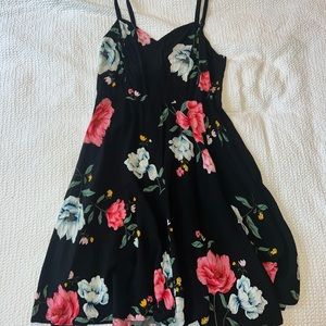Black, flower, tank top dress
